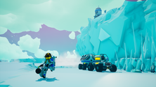 A screenshot of some Astroneer gameplay on an ice planet